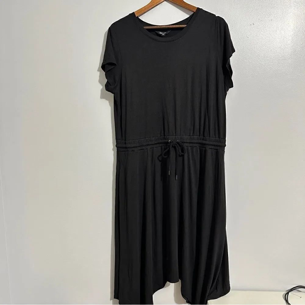 Vera Wang "Simply Vera" Sharkbite Hem Jersey Knit Dress Black Size Large XL
